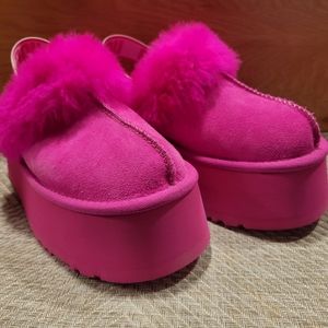 UGG Platform Fuzzy Clog Slippers